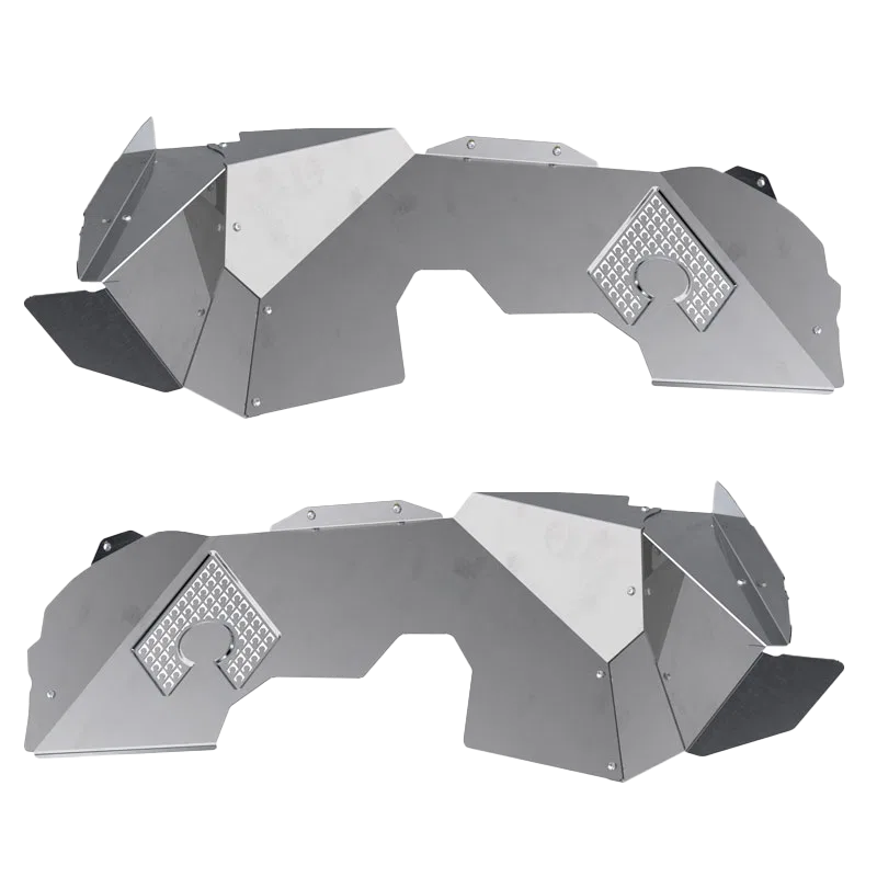 JL5113 – ARTEC INDUST Inner Fender, Aluminum Silver With Artec Logo Vented Set Of 2